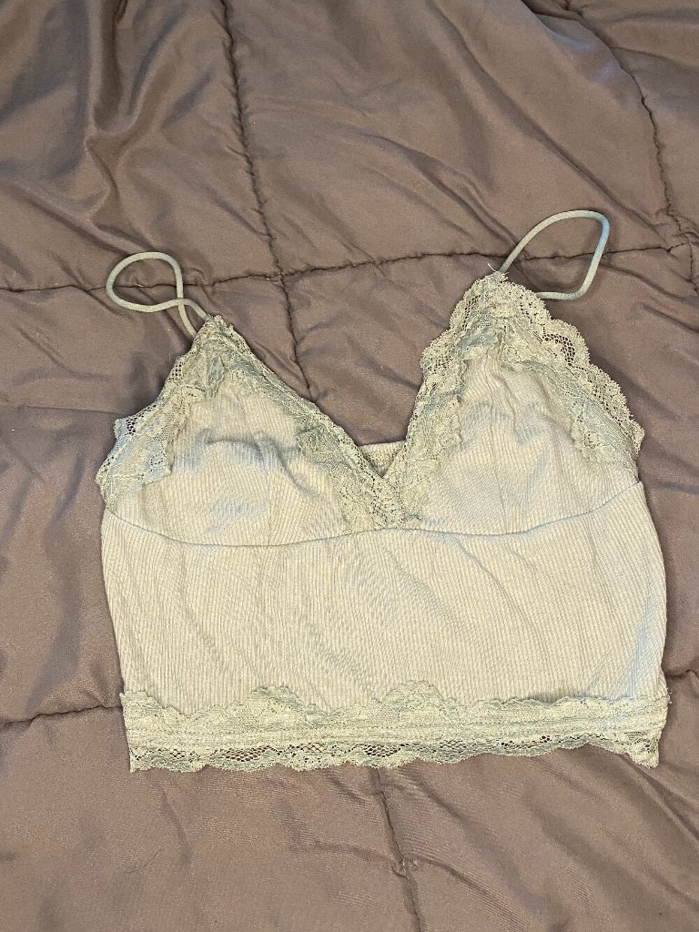 Lacy green cropped tank